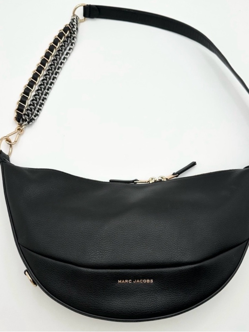 Marc Jacobs Black Crescent Shoulder Bag with Chain Accent